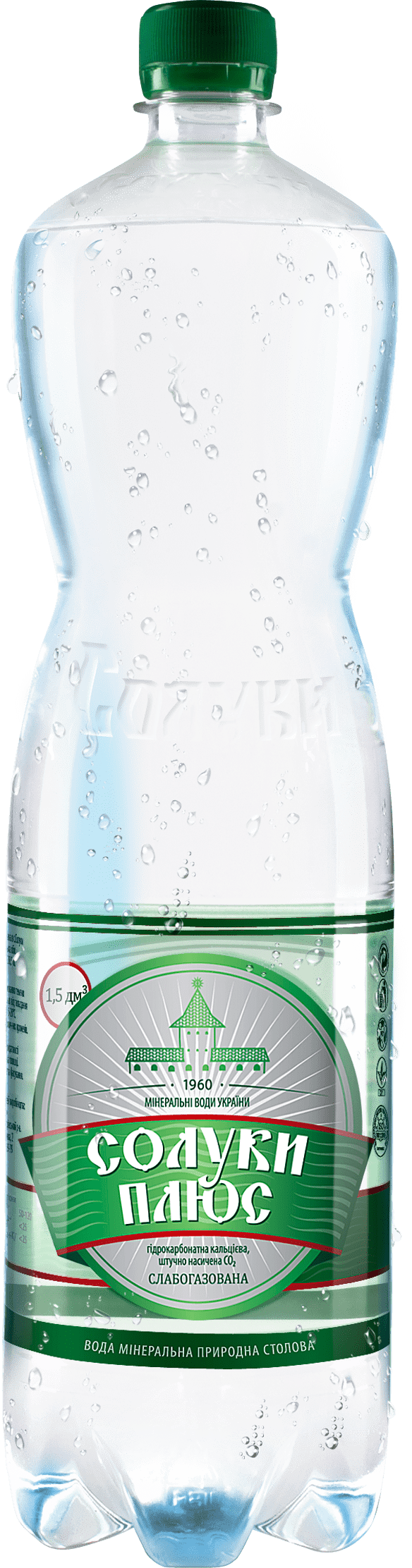 Вода мінеральна слабогазована "Солуки Плюс", 1,5